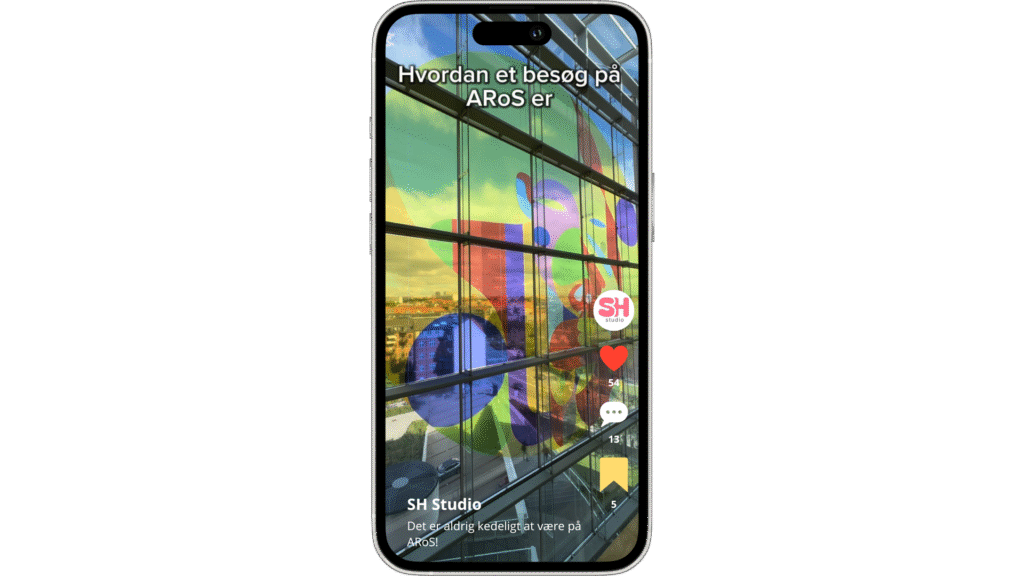 Mockup af en af ARoS TikTok videoerne