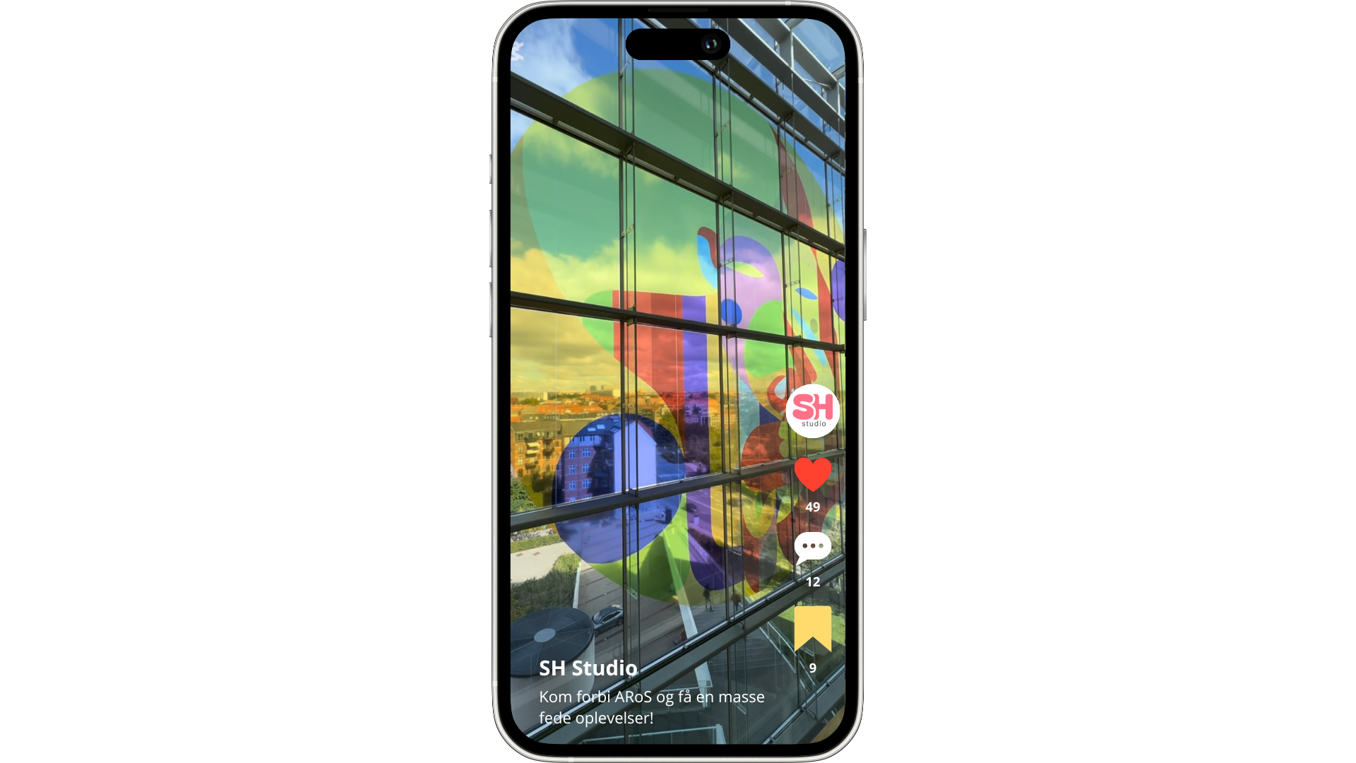 Mockup af en af ARoS TikTok videoerne