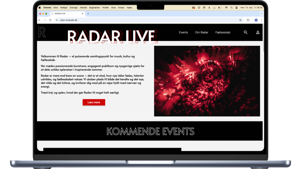 Mockup af Radar siden